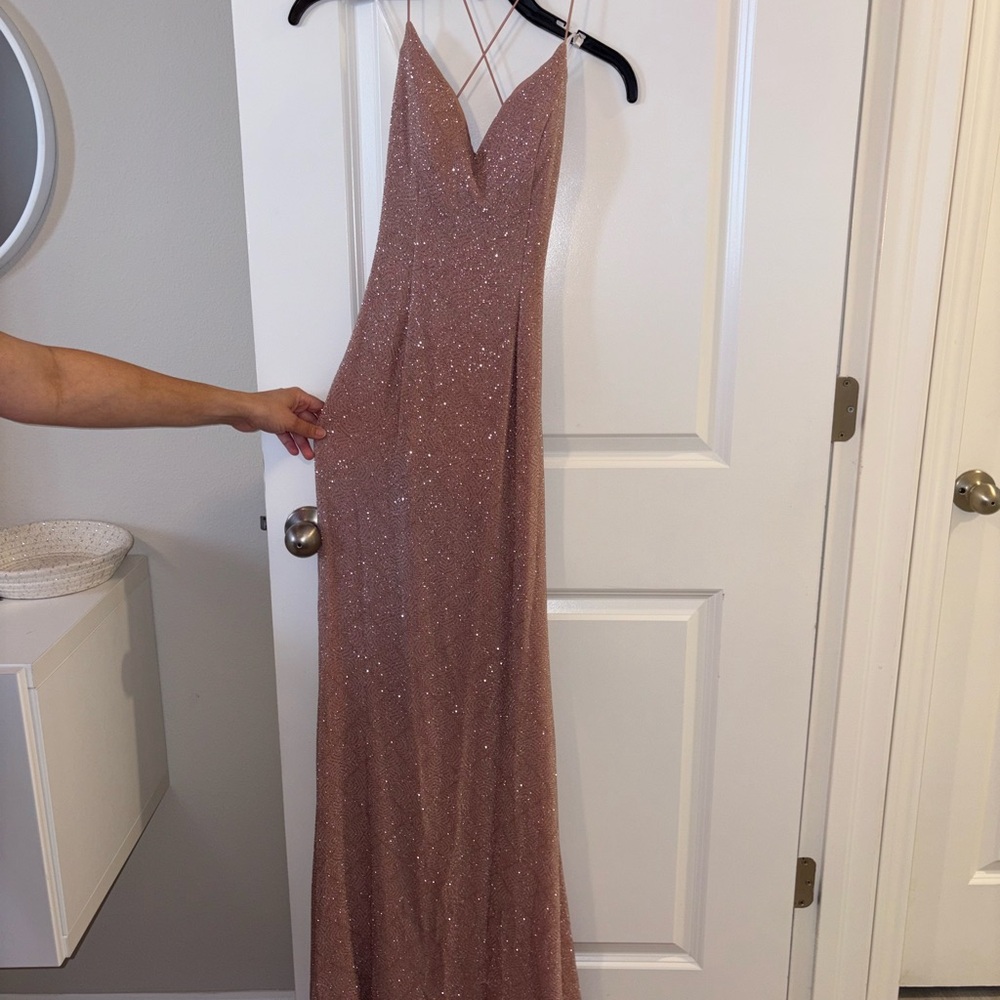 Elegant Pink Glitter Evening Gown